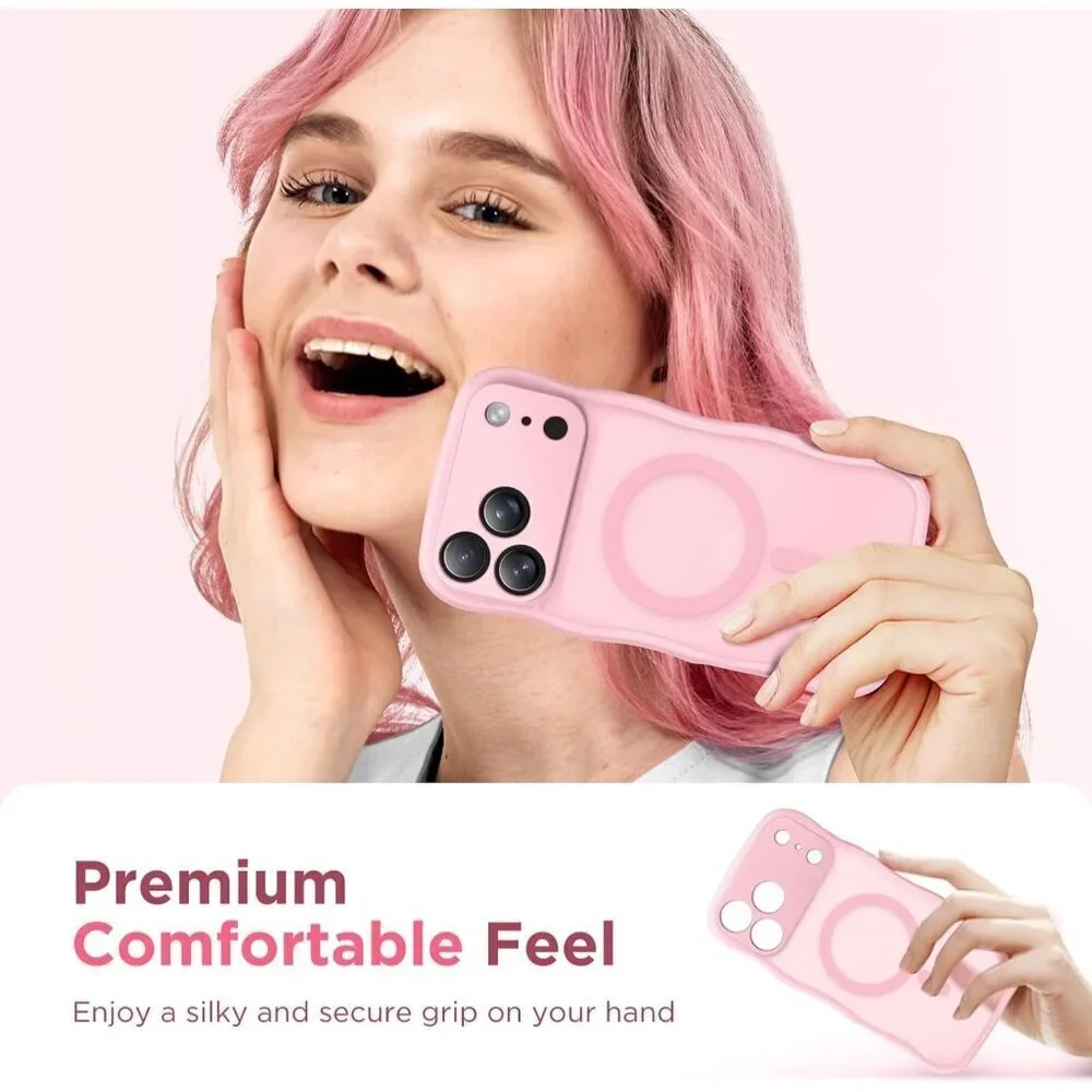 Women Peach Pink Iphone 17 Pro Max Case Full Camera Protection Mag Safe